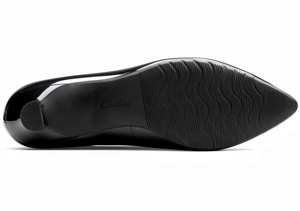 Clarks Womens Pumps Black Patent Synthetic Comfort Heels-5