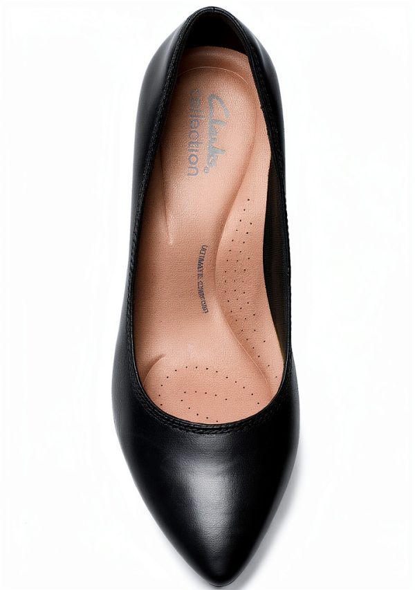 Clarks Womens Pumps Black Leather Comfort Footbed-4