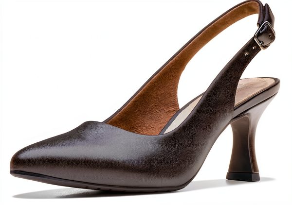 Clarks Womens Leather Pumps Slingback Design Comfort Footbed-0