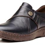 Clarks Womens Loafers Black Leather Comfort Slip On-0