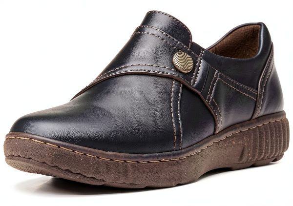 Clarks Womens Loafers Black Leather Comfort Slip On-0