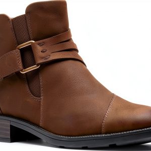 Clarks Womens Ankle Boots Nubuck Buckle Strap Comfort-0