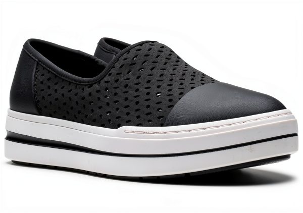 Clarks Womens Loafers Perforated Textile Slip On Comfort-1