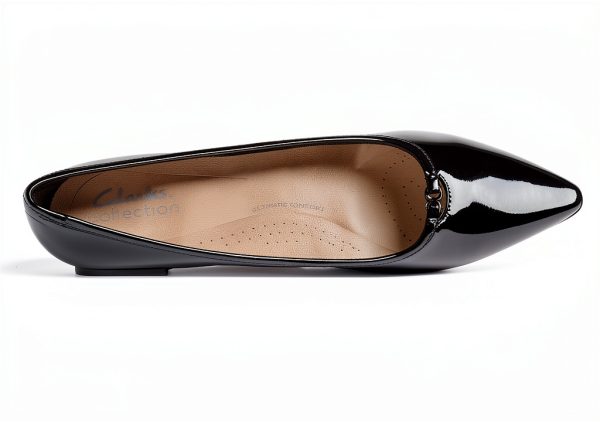 Clarks Womens Pumps Black Patent Synthetic Comfort Heels-4