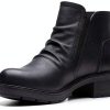Clarks Womens Ankle Boots Tan Nubuck Black Leather Comfort-4
