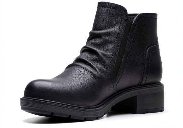 Clarks Womens Ankle Boots Tan Nubuck Black Leather Comfort-4