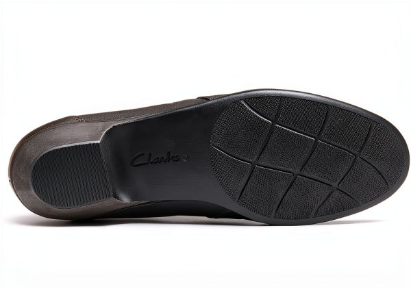 Clarks Womens Ankle Boots Side Zipper Dark Brown Leather-3