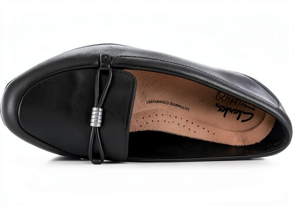 Clarks Womens Loafers Black Leather Slip On Comfort-3