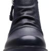 Clarks Womens Ankle Boots Tan Nubuck Black Leather Comfort-3