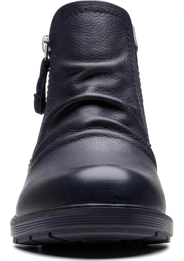 Clarks Womens Ankle Boots Tan Nubuck Black Leather Comfort-3