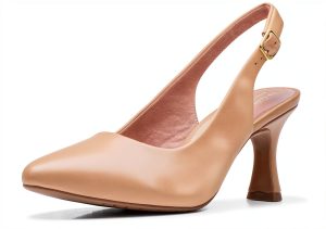 Clarks Womens Leather Pumps Slingback Design Comfort Footbed-0