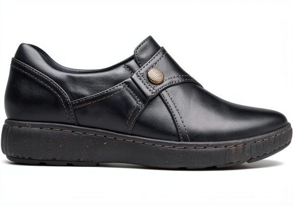 Clarks Womens Loafers Black Leather Comfort Slip On-1