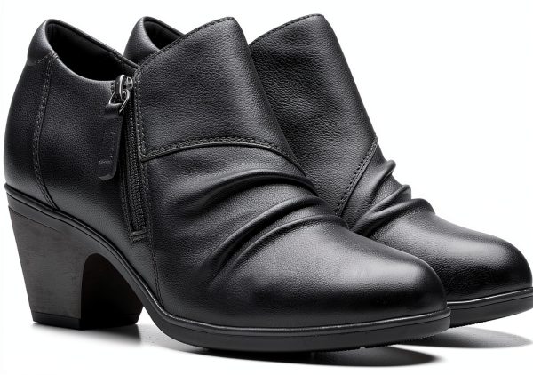 Clarks Womens Ankle Boots Side Zipper Dark Brown Leather-4