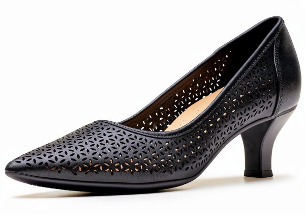 Clarks Womens Leather Pumps Slip On Comfort Footbed-0
