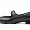 Clarks Womens Black Leather Flats Comfortable Wide Sizes-2