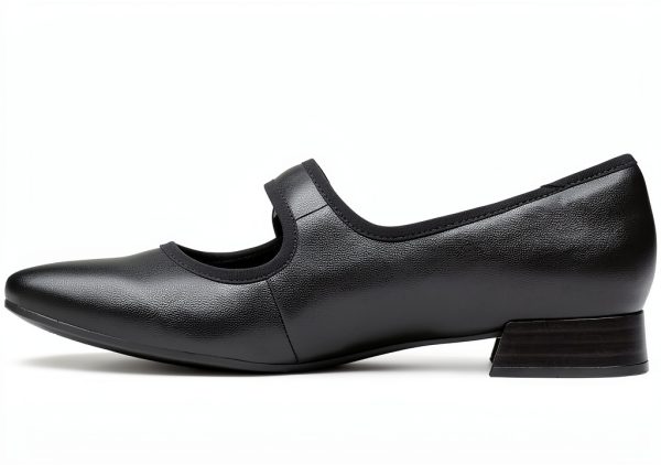 Clarks Womens Black Leather Flats Comfortable Wide Sizes-2