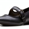 Clarks Womens Black Leather Flats Comfortable Wide Sizes-0