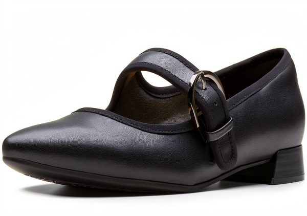 Clarks Womens Black Leather Flats Comfortable Wide Sizes-0