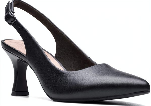 Clarks Womens Leather Pumps Slingback Design Comfort Footbed-3