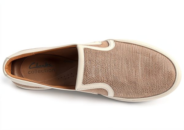 Clarks Womens Loafers Natural Raffia Comfort Slip On Shoes-2