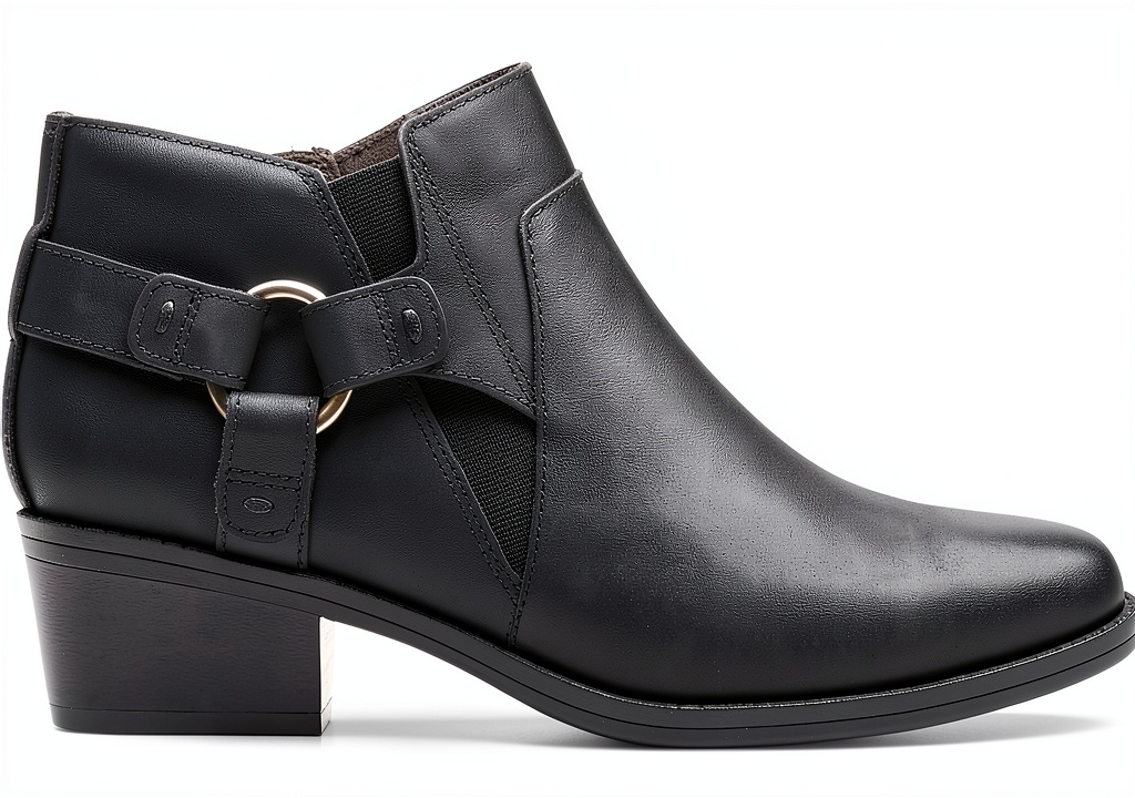 Installing Clarks Danyelle Gema Womens Ankle Boots Leather Comfort on a wooden floor
