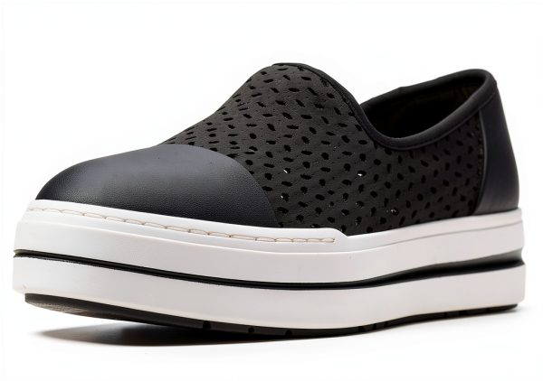 Clarks Womens Loafers Perforated Textile Slip On Comfort-0
