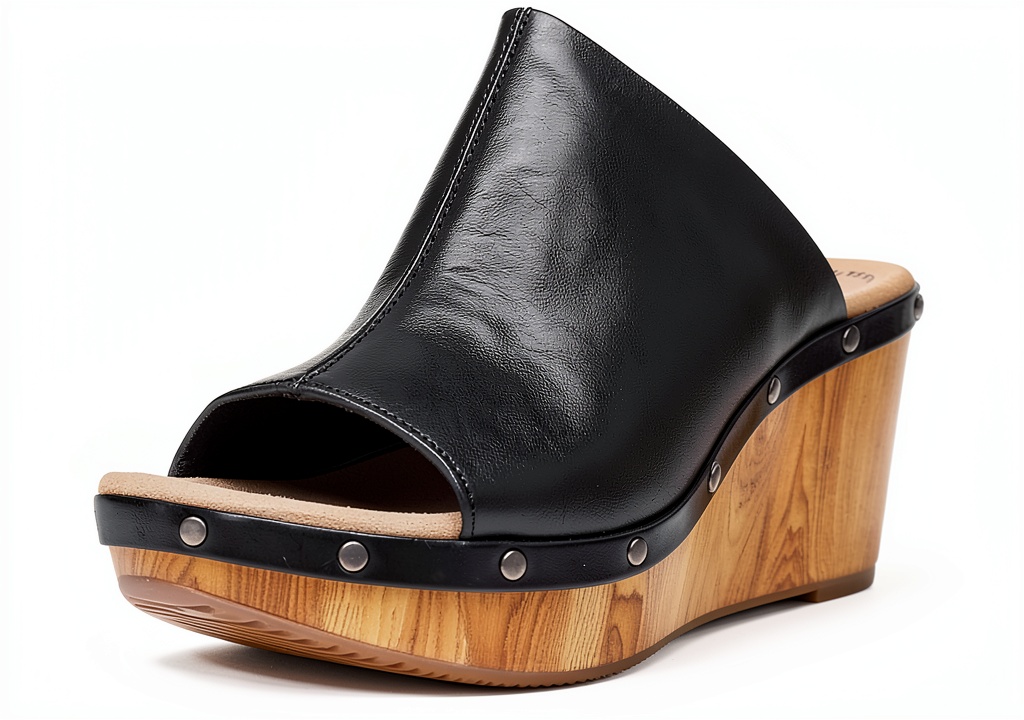 Clarks womens platform sandals in tan leather on a casual outfit