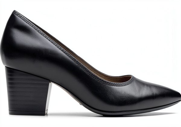 Clarks Womens Pumps Black Leather Comfort Footbed-1
