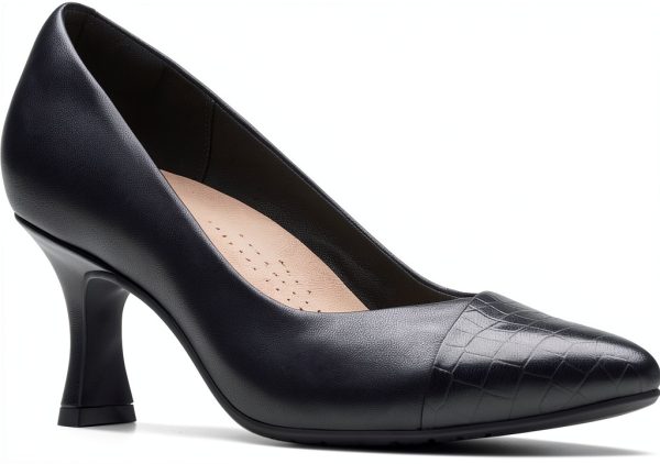 Clarks Kataleyna Rose Womens Pumps Black Croc Leather-1