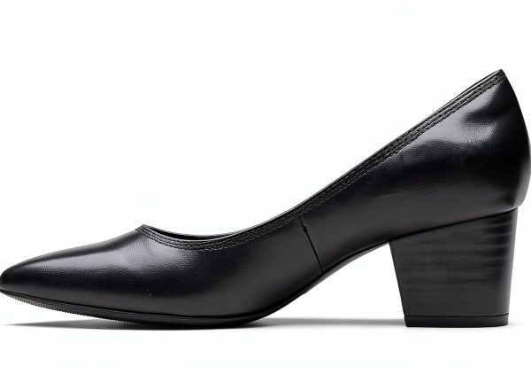 Clarks Womens Pumps Black Leather Comfort Footbed-2