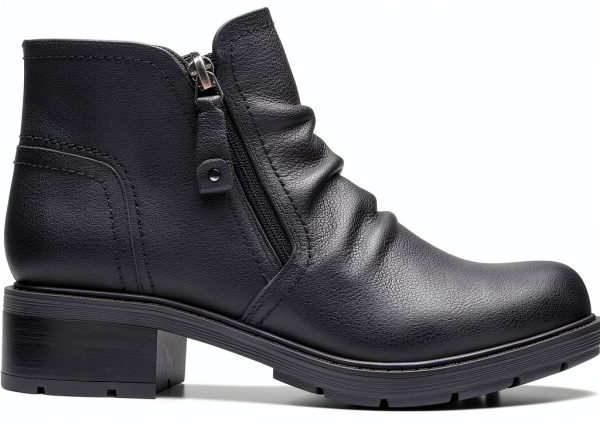 Clarks Womens Ankle Boots Tan Nubuck Black Leather Comfort-2