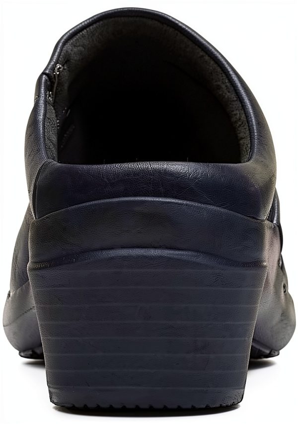 Clarks Womens Black Leather Mules Comfort Footbed-5