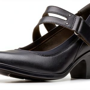 Clarks Womens Black Leather Pumps Comfort Heel Shoes-0