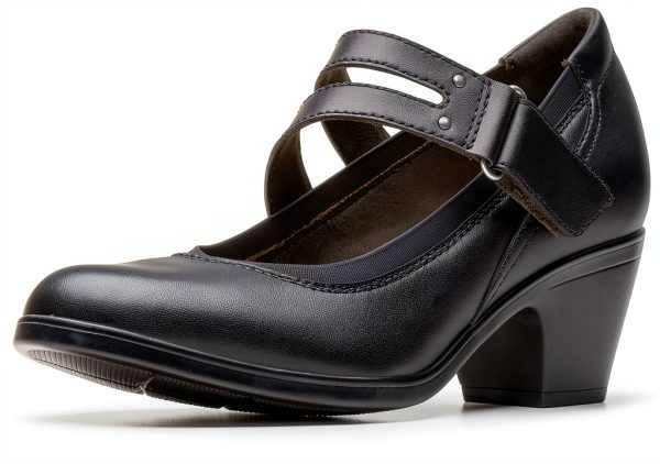 Clarks Womens Black Leather Pumps Comfort Heel Shoes-0