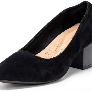 Clarks Womens Pumps Black Suede Comfortable Work Shoes-0