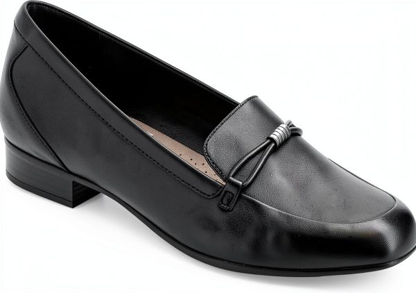 Clarks Womens Loafers Black Leather Slip On Comfort-2