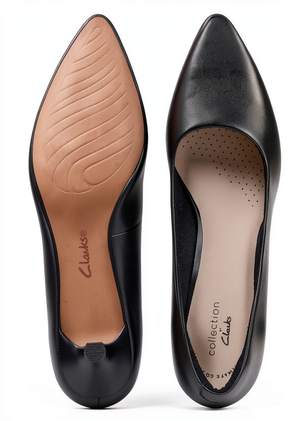 Clarks Womens Leather Pumps OrthoLite Footbed Pointed Toe-7