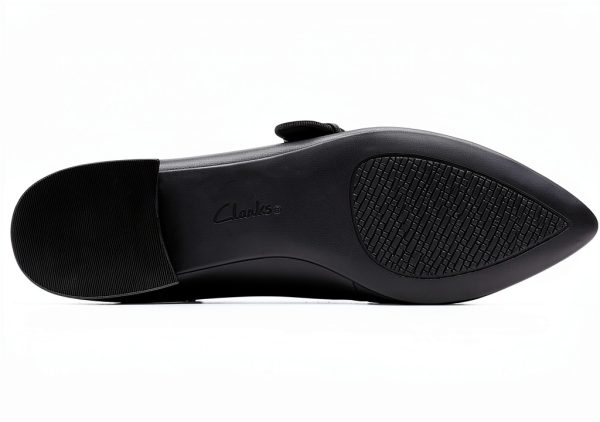 Clarks Womens Black Leather Flats Comfortable Wide Sizes-5