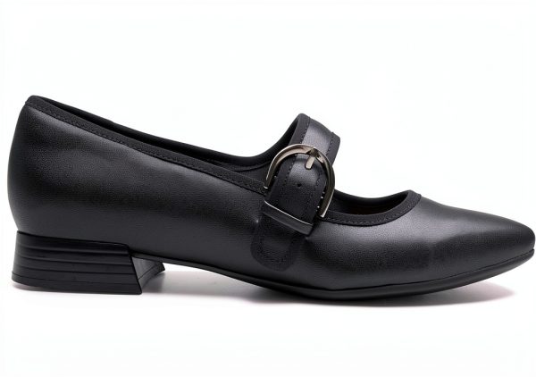 Clarks Womens Black Leather Flats Comfortable Wide Sizes-3