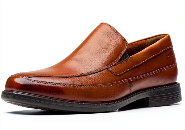 Clarks Leather Loafers Mens Slip On Shoes Dark Tan Black-0