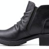 Clarks Womens Ankle Boots Tan Nubuck Black Leather Comfort-1