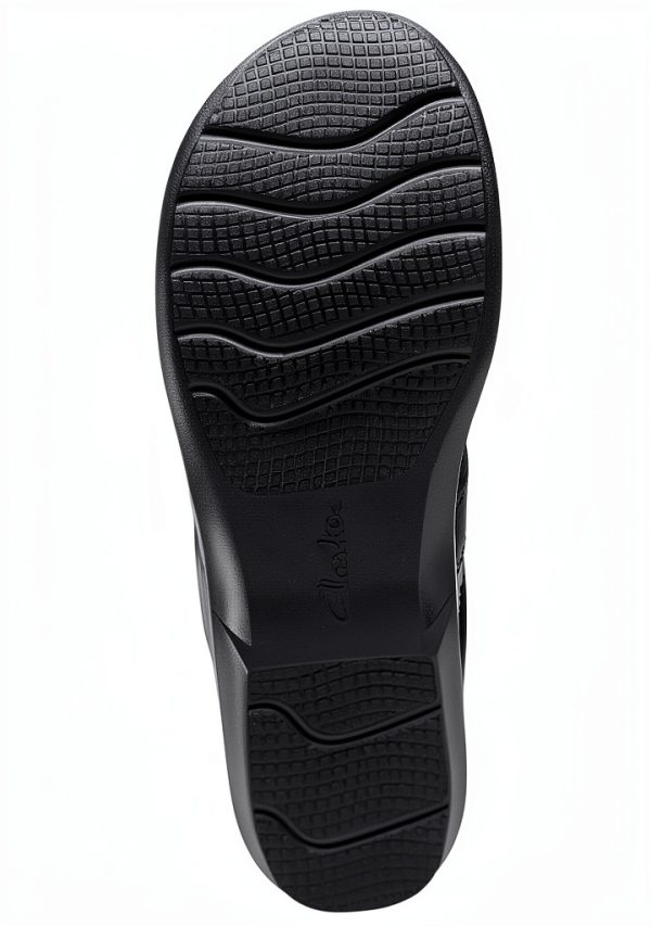 Clarks Womens Black Leather Mules Comfort Footbed-7