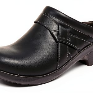 Clarks Angie Mist Clogs Black Leather Womens Slip On-0
