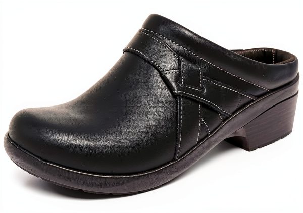 Clarks Angie Mist Clogs Black Leather Womens Slip On-0