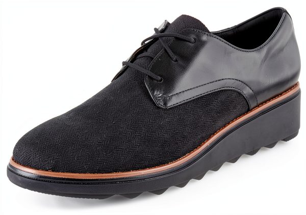 Clarks Womens Loafers Black Tweed Slip On Wedge Heel-0