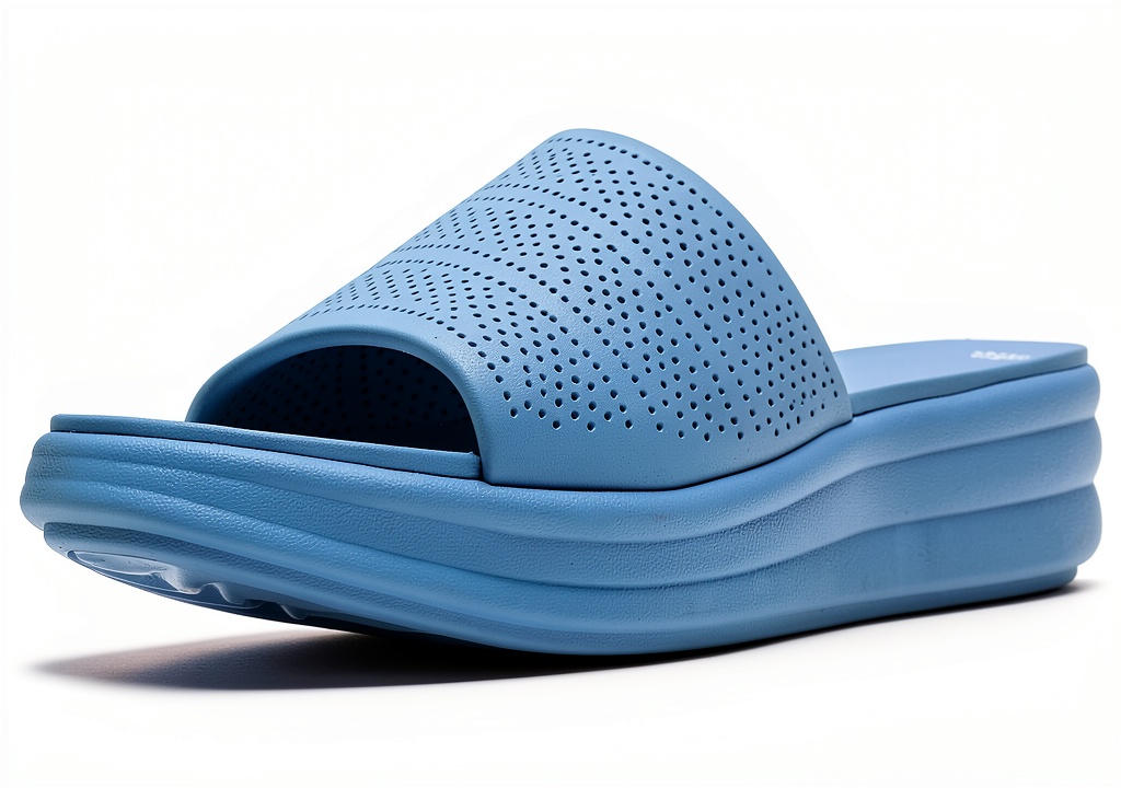 'Clarks Cloudsteppers Drift Twist sandals in bright blue color'