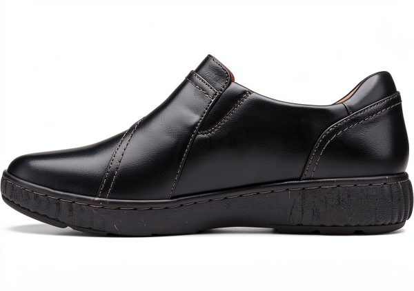 Clarks Womens Loafers Black Leather Comfort Slip On-4