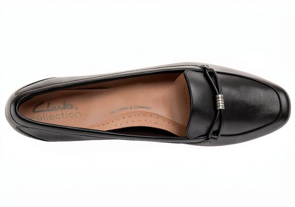 Clarks Womens Loafers Black Leather Slip On Comfort-1