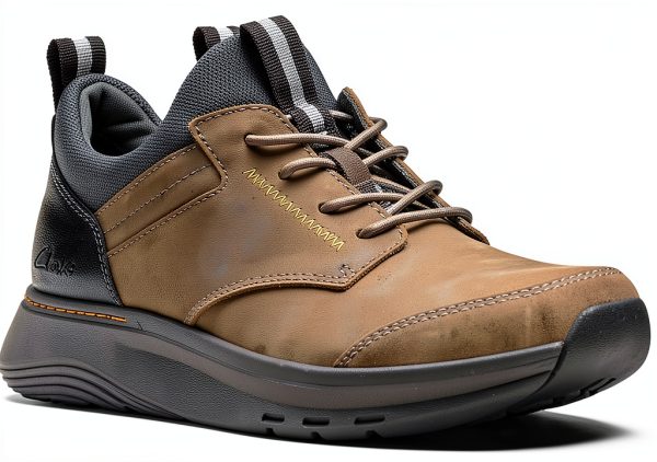 Clarks Mens Leather Sneakers Comfort Casual Shoes Black Grey-3