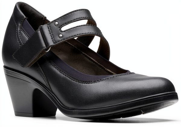 Clarks Womens Black Leather Pumps Comfort Heel Shoes-4